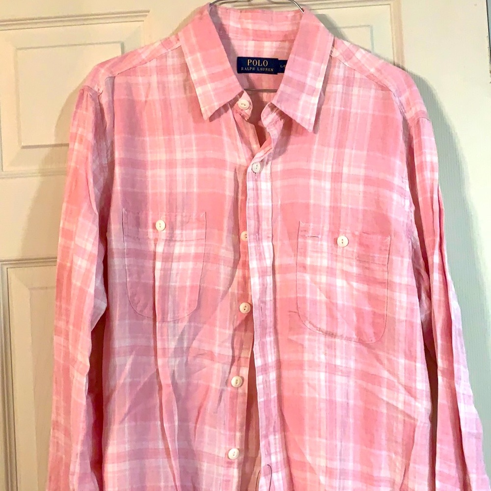 2/60 Ralph Lauren polo shirt in linen size L  pink